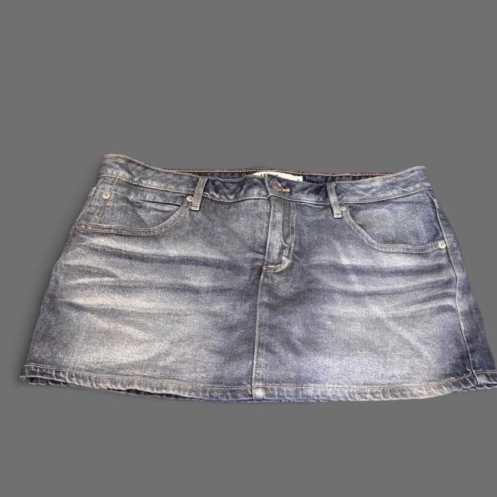 Garage Metallic Denim Mini Skirt Skort